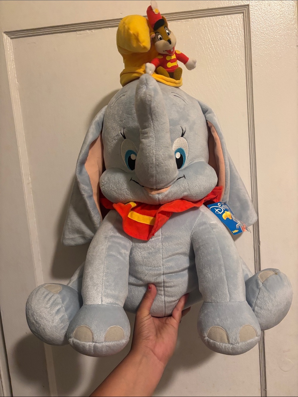 Disney Dumbo Plush in Light Blue with Red Scarf and Yellow Hat